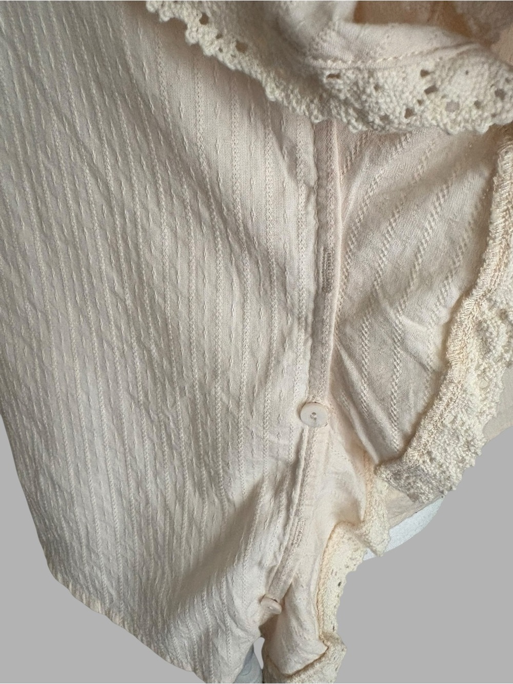 Light Cream Ruffle V-Neck Blouse - Picture 3 of 9
